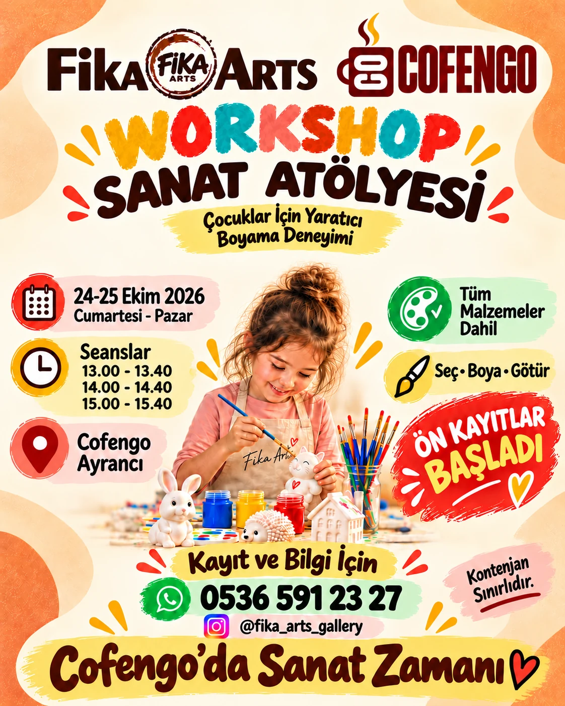 FIKA ARTS ve Cofengo Workshop Sanat Atölyesi, 24-25 Ekim 2026. Kayıt: 0536 591 23 27