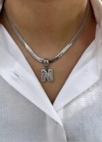 Çelik Silver N Harf Kolye 45cm
