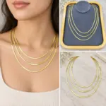 Gold Üçlü Yassı Zincir Kolye