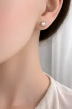 Minimal İnci Taşlı Gümüş Renk Mini Küpe