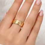 Klasik Saten Dokulu Altın Renk Yüzük 18 beden
