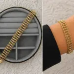 VIP Örgü Desenli Gold Bileklik