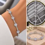 Kalp Taşlı Silver Bileklik Sıralı kalp formundaki pa