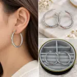 Silver Dokulu Büyük Halka Küpe