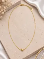 Gold Tek Top Detaylı İnce Kolye - Görsel 2