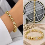 Gold Taşlı Kalp Figürlü Bileklik