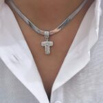Çelik Silver T Harf Kolye 45cm