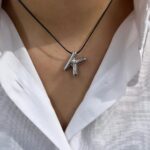 Çelik Silver K Harf Kolye 45cm