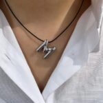 Çelik Silver M Harf Kolye 45cm