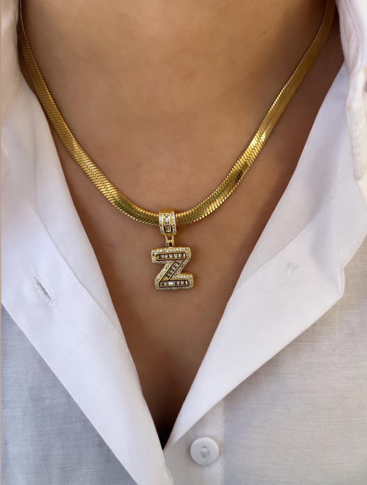 1-15.jpg Çelik Gold Z Harf Kolye 45cm - Görsel 1