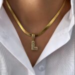 Çelik Gold L Harf Kolye 45cm