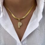 Çelik Gold P Harf Kolye 45cm
