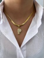 Çelik Gold P Harf Kolye 45cm