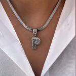 Çelik Silver P Harf Kolye 45cm