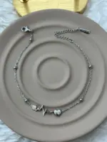 Zincirli Boncuklu Kalp Atışı Detaylı Çelik Halhal - Görsel 2