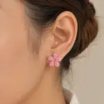 Pembe Çiçek Form Küpe - Görsel 2