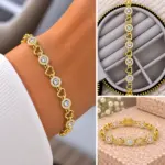 Gold Kalp ve Yuvarlak Taşlı Bileklik