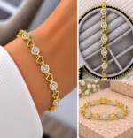Gold Kalp ve Yuvarlak Taşlı Bileklik