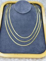 Gold Üçlü Yassı Zincir Kolye - Görsel 3