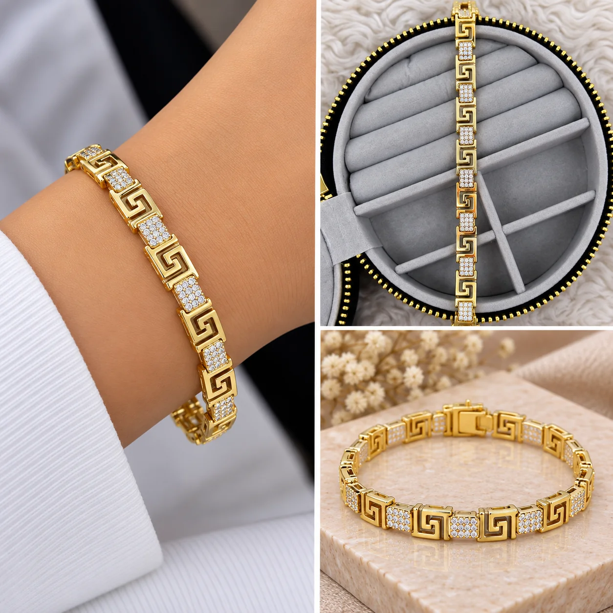 2b4d9ed7-69a5-458b-97e8-6414b100099a.webp Gold Geometrik Taşlı Bileklik - Görsel 1