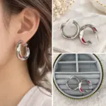Silver Bombeli Halka Küpe