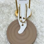 Çelik Altın Renkli Kelebek ve Taş Detaylı Halhal