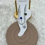 Renkli Taşlı Zarif Çelik Halhal