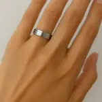 Üçlü Gümüş Şerit Çelik Yüzük (18 Beden)