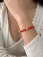 Kırmızı Gold Detaylı Bileklik - Görsel 3