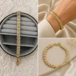 Xuping Taşlı V Desenli Gold Bileklik