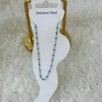 İnce Sıralı Küçük Mavi Boncuklu Çelik Halhal