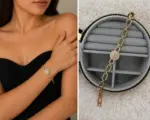 VIP Kilit Detaylı Gold Zincir Bileklik