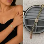 VIP Kilit Detaylı Gold Zincir Bileklik