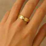 Gold Renkli Vidalı Çelik Yüzük No: 21