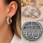 Silver Kalın Bombeli Halka Küpe