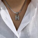 Çelik Silver H Harf Kolye 45cm