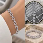 Taşlı Geometrik Silver Bileklik
