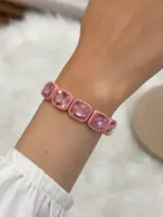 Pembe Taşlı Esnek Bileklik - Görsel 2