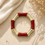 Kırmızı gold detaylı modern bileklik - Görsel 2