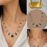 Silver Renkli Taş Detaylı Zarif Kolye