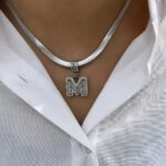Çelik Silver M Harf Kolye 45cm
