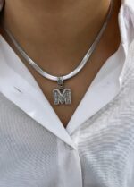 Çelik Silver M Harf Kolye 45cm