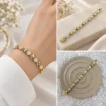 Gold Yıldız Detaylı Taşlı Bileklik