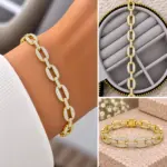 Gold Taşlı Oval Halka Bileklik