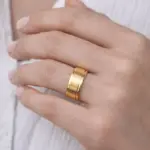 Klasik Saten Dokulu Altın Renk Yüzük 19 beden
