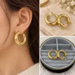 Gold Kalın Bombeli Halka Küpe