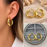 Gold Bombeli Halka Küpe