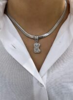 Çelik Silver K Harf Kolye 45cm