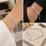 Silver Çift Zincir Bileklik