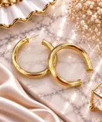 Gold Büyük Boy Kalın Halka Küpe - Görsel 2